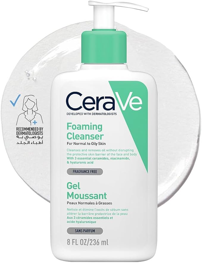 Cerave Foaming Cleanser for Normal to Oily Skin with Hyaluronic Acid